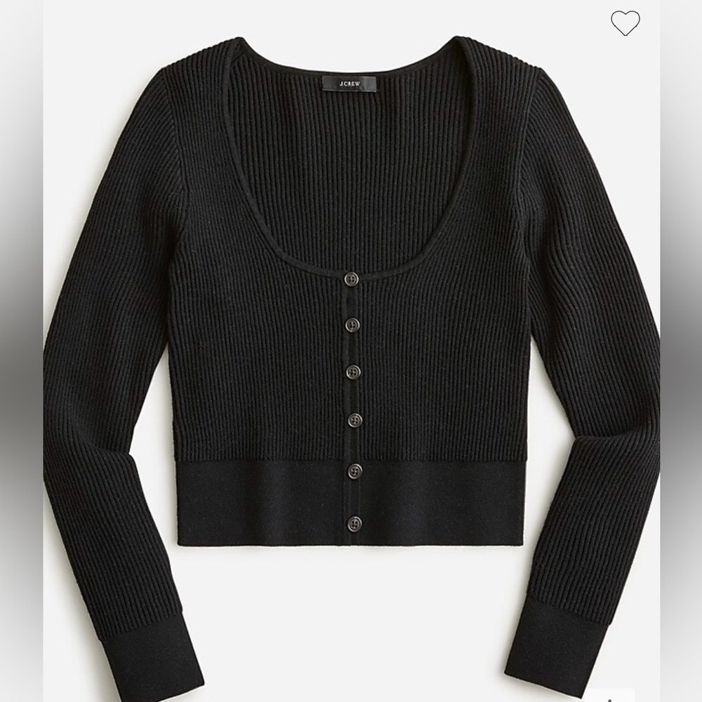 J Crew Scoopneck Stretch Cardigan Top in Black